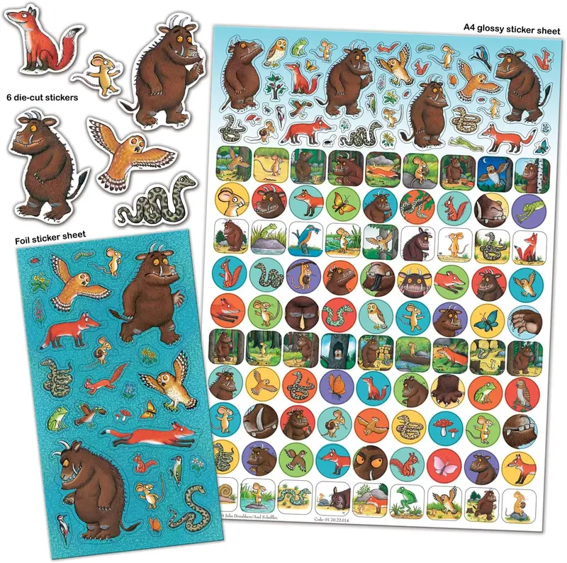 The Gruffalo Mega Sticker Pack | Three Types of Stickers (Around 150 Total) | Reusable on Non-Porous Surfaces,Blue,29.7cm x 21cm 4