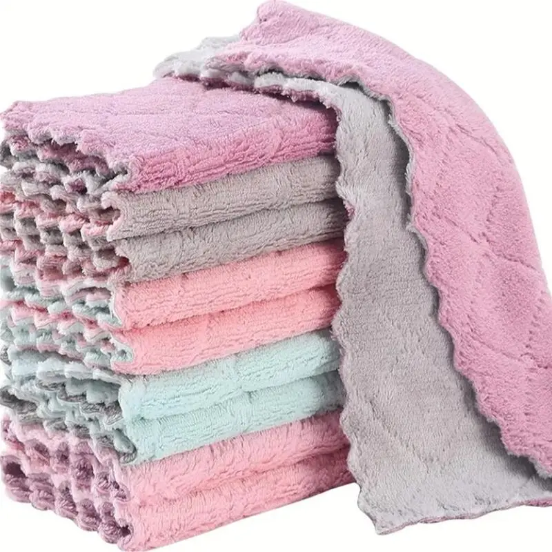 GOOD Random Color Cleaning Cloth (10pcs)Water Absorbent Cleaning Towel for OutdoorCamping & Hiking, Household Cleaning Cloth forKitchen Bathroom Office Car Gloves Set Hand