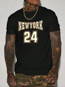 Men's Letter Print Round Neck Tee, Loose Casual Fashion Short Sleeve T-shirt for Summer, Men's Top for Daily Wear, Tropical