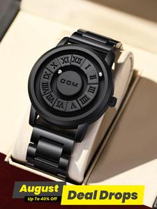 Men's Punk Style Magnetic Stainless Steel Strap Casual Water Resistant Round Dial Quartz Watch, Casual Trendy Analog Watch, Fashionable Watch for Daily & Party As Gift