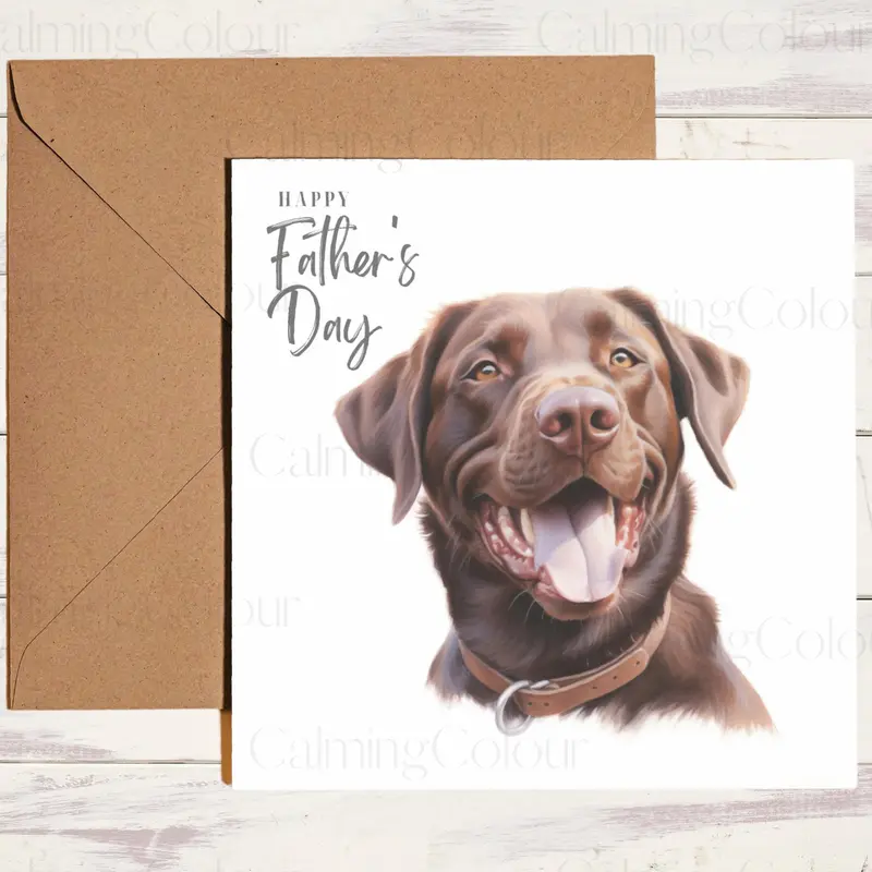 Chocolate Labrador Smiling | Father's Day Card 0