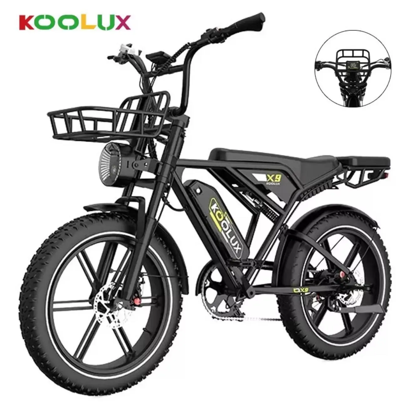 KOOLUX X9 Electric Bike Fat Tyre 31MPH Top Speed 15.6Ah Battery 7-Speed Gear