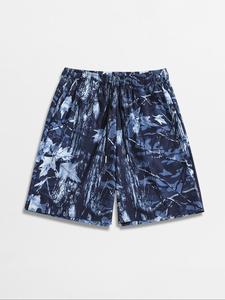 Men's Leaf Print Cargo Shorts, Loose Casual Comfy Breathable Shorts for Summer, Men's Bottoms for Daily Wear