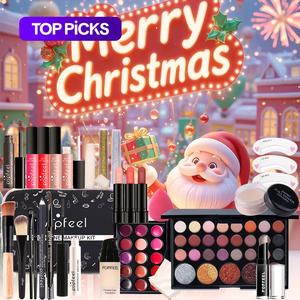 Popfeel Holiday Gift Makeup Set Eyeshadow Lip Gloss Lipstick Brow Gel Mascara Makeup Brush Concealer Bag Daily Makeup Kit Full Combo Kit #TOP PICKS