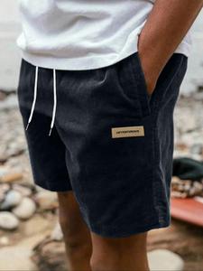Men's Solid Color Corduroy Shorts, Loose Casual Comfy Breathable Shorts for Summer, Men's Bottoms for Daily Wear