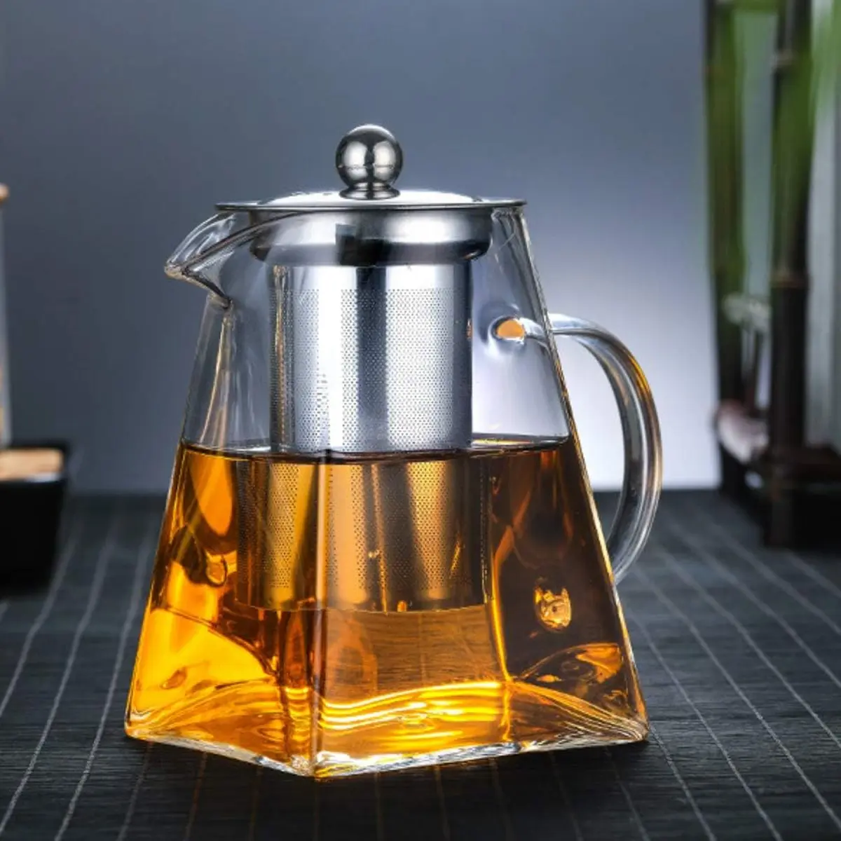 Glass Teapot with Infuser - 350-750ML Borosilicate Glass Teapot with Heat-Resistant Handle, Stainless Steel Mesh Infuser for Loose Leaf & Blooming Tea, Stovetop & Microwave Safe