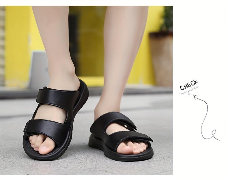 Product Introduction of Men's Vintage Breathable Sandals, Trendy Slip On Shoes For All Seasons, Solid Color Slippers For Outdoor Activity Beach Vacation 4