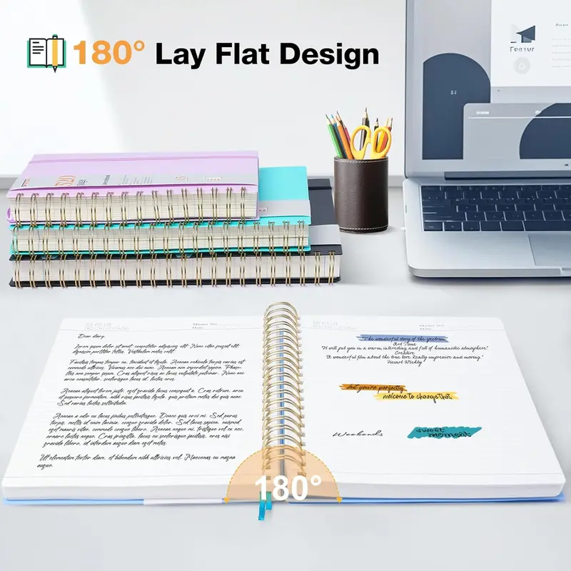 Smarpau B5 Lined Notebook, Wirebound Spiral Notebooks 320 Pages\/160 Sheets, 100gsm Thick Paper No Bleed, Hardcover PVC Journal for Women Work Office School Travel, 19 x 25 cm, Pink 3