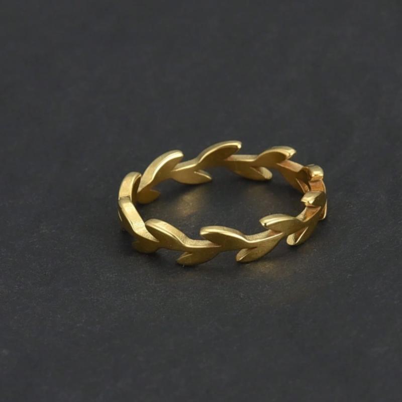 Simple leaf design ring for men, daily wear, party, holiday gift 2