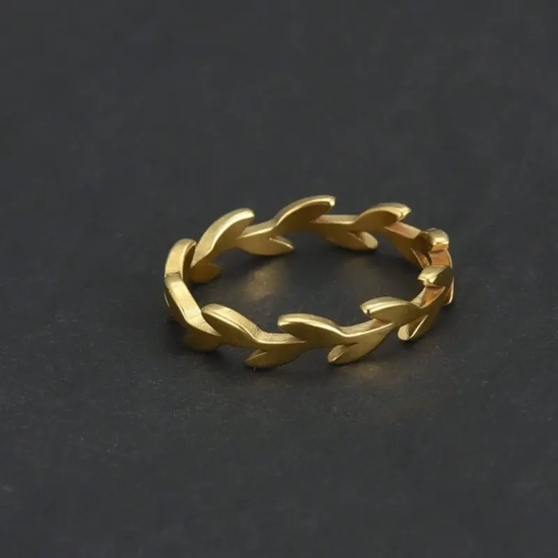 Simple leaf design ring for men, daily wear, party, holiday gift 2