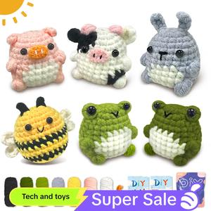 Animal Crochet Kit for Beginners, 6 Counts/set Cute Amigurumi Crochet Kit with Crochet Hooks & Animal Beginner Friendly Knitting Crocheting Knitting Set with Step-by-step Video Tutorials, Diy Handmade Plushies, Handicraft Crochet Gifts