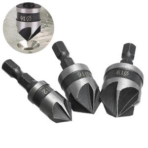 Woodworking Countersink Drill Bit Set, 5-Flute 90-Degree Center Counter Sink Drill Bit Set, Power Tool Accessories for Wood Plastic Aluminum Chamfering