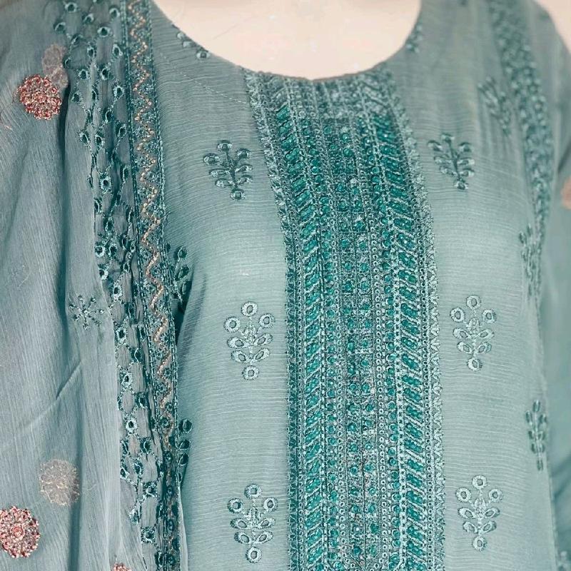 Chiffon kamez duppata and plazo trouser 4