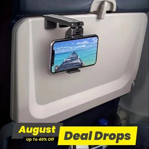 360 Degree Rotatable Phone Holder, 1 Count Universal Multi-angle Adjustable Airplane Phone Rack For Flying Traveling, Business Trip Camera Phone Holder, Portable