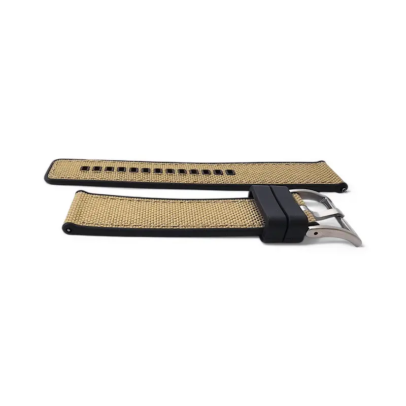 Hybrid Sailcloth Fabric & FKM Rubber Watch Strap 20mm 22mm 24mm Khaki Sand Beige 5