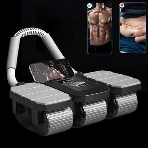 2025 New 6 Wheels Ab Roller with Knee Mat, 1 Count Automatic Rebound Abdominal Exercise Roller with Elbow Sustain for Women & Men