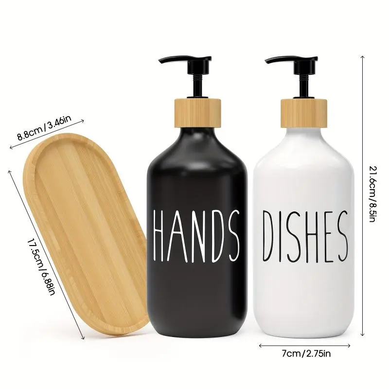 2pcs Soap Dispenser Set, Countertop Lotion Bottle, Bathroom Hand Soap Dispenser, Refillable Empty Bottle For Hand And Dish Soap, Bathroom Accessories, Home Decor 1