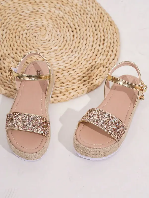 Cute Glitter Thick Bottom Rope Fashion Children's Sandals For Girls 4