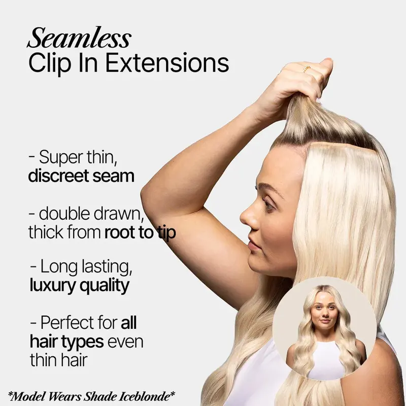 Light Brown (#6) Double Drawn Seamless Clip In Hair Extensions 2