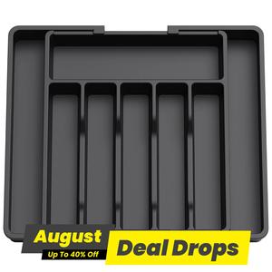 Silverware Drawer Organizer, Extendable Design Cutlery & Knife Organizer, Kitchen Storage Box, Cutlery Tray for Spoon, Fork and Knife, Summer for Gift, Home Organizer for Kitchen