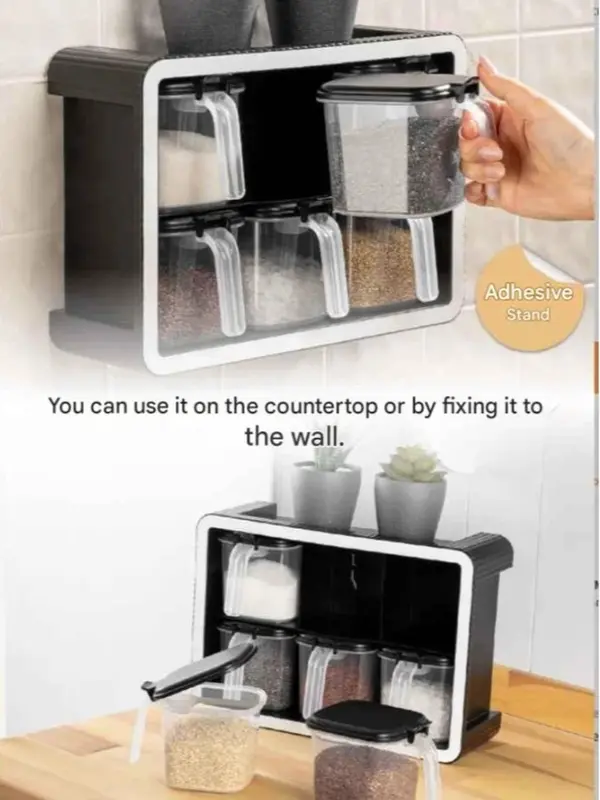 Premium Spice Container Rack Set with Spoons Plastic Herbs Spices Jar BPA Free 3