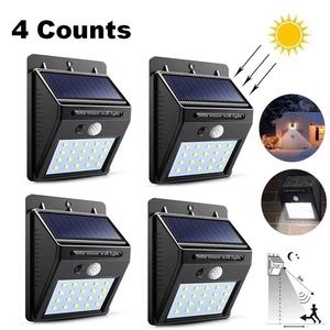 4-Pack 20 LED Solar Motion Sensor Wall Lights, Outdoor Waterproof Solar Lights, 3 Lighting Modes, Garden Decor, Fence Stairs Pathway Safety