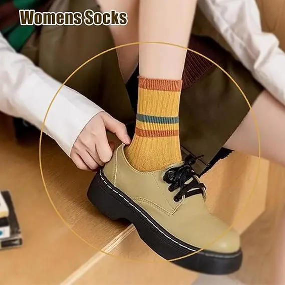 Women's Retro Calf Socks - Multipack of 5 Pairs, Soft & Comfortable for Everyday Wear - Womenswear 4
