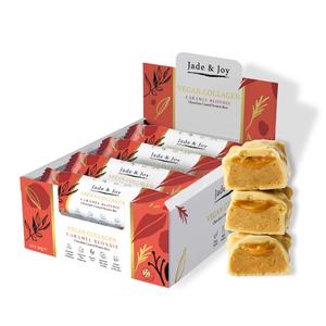 Jade & Joy Collagen Protein Bars Caramel Blondie, 12 x 50g Pack, 2500mg Vegan Collagen, High Protein, Low Sugar, Low Calories, Dairy Free and Gluten Free, Vitamins & Minerals, Plant Collagen, White Chocolate Naturals