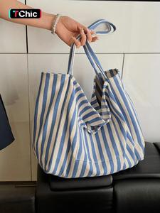 26 Spring Summer Women's Plain Striped Pattern Tote Bag, Fashionable Large Capacity Shoulder Bag for Work & Daily Used, Trendy All-match Bag for Commuters and Students, Geometric Pattern Tote