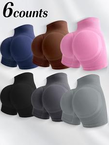 Women's Plain High Waist Sporty Gym Shorts, Breathable Comfortable High Stretch Yoga Shorts, Ladies Sportswear for Indoor Outdoor Wear