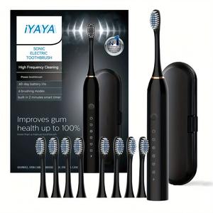 Electric Toothbrush with 8 Brush Heads (1 Set), Intelligent Toothbrushes, Gum Protecting Toothbrushes, Travel Toothbrushes, Daily Oral Care Products, Family Toothbrush Kit, Rechargeable Toothbrush