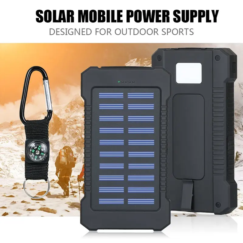 Portable 9000000mah Solar Power Bank Pack USB LED Pack Battery Charger For Phone 6