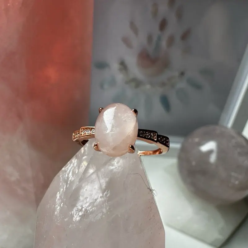 Rose Quartz Copper Ring 5