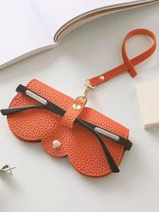 Cute Sunglasses Protective Case for Women, Plain Artificial Leather Design Textured Glasses Bag, Creative and Fashionable Portable Sunglasses Organizer
