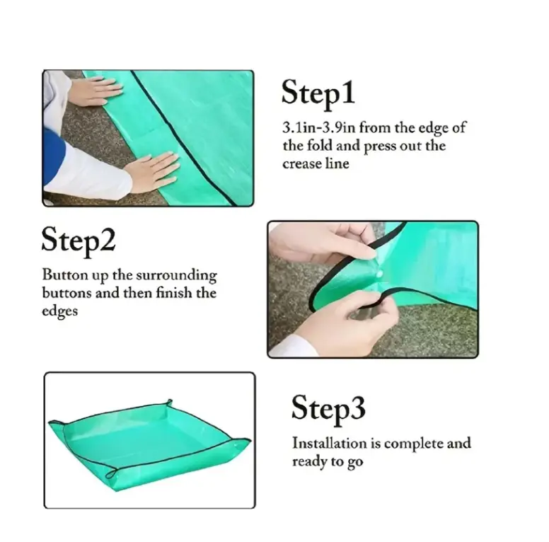 1pc Plastic Gardening Pad, Minimalist Contrast Binding Gardening Mat For Outdoor 2