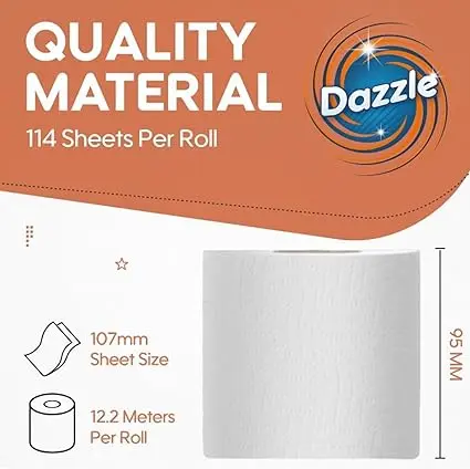 36 Dazzle Large Pack White Toilet Rolls – High- Quality Embossed Economical Toilet Tissue -Now with 70% Less Plastic 1