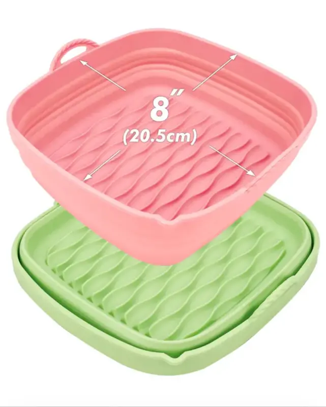 2 Pcs Flendy Foldable Air Fryer Silicone Liners | Extra Strong & Reusable | Non-Stick & Easy Clean 0