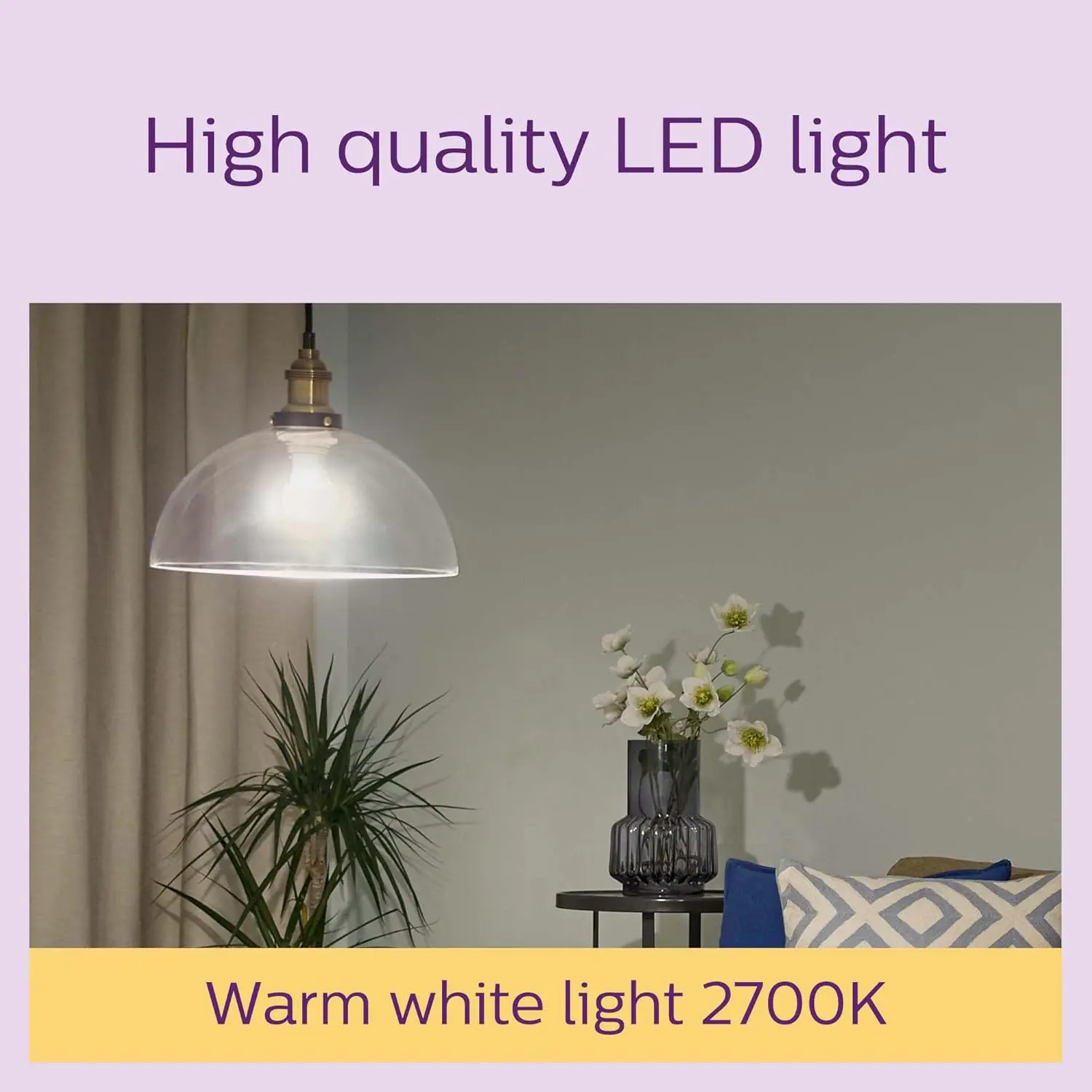 Philips LED Frosted A60 Light Bulb 2 Pack [Warm White 2700K - E27 Edison Screw] 60W Non Dimmable for Home Indoor Lighting with Alexa Compatibility