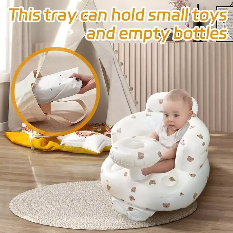Inflatable Baby Chair, 1 Count Cute Cartoon Pattern Inflatable Baby Seat, Baby Inflatable Sofa Chair, Baby Furniture for Home 3