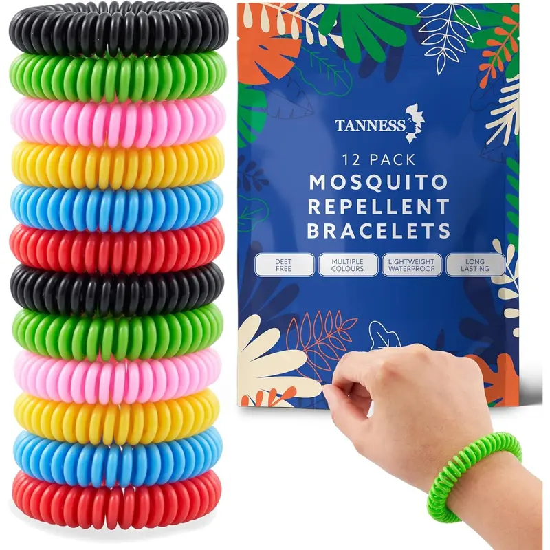 12 Pack Mosquito Repellent Bracelet | Non-Toxic Deet-Free Outdoor Bug Mosquito Bands | Insect Repellent, Waterproof Insect Repellent Bands Travel Essentials for Kids & Adults Lightweight 0
