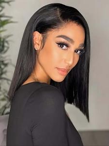 5x5 HD Lace Front Wigs Human Hair, 12 Inch Black Straight Lace Front Wigs for Women, Gorgeous Fluffy Wigs, Human Hair Wigs for Party, Daily Use