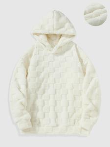 Men's Solid Drop Shoulder Fuzzy Hoodie, Fashion Casual Regular Fit Long Sleeve Hooded Sweatshirt for Daily Outdoor Wear, Men Clothes for Winter