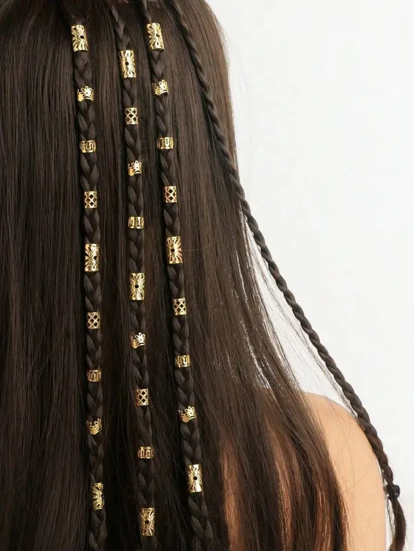 40pcs Gold Color Hair Rings Set, Street Style Party Braids Hair Accessories, Women Hair Clips, Summer Braid Decorations - hair accessories women 5