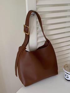 Summer 2025 Women's Solid Color Tote Bag for Party, Unique Bags for Women, Fashionable Large Capacity Shoulder Bag for Daily Use, Bucket Trendy Commuting Bag Teen Girl College Student As Gifts Luxury Tote Bag for Women, Solid Color Shoulderbag