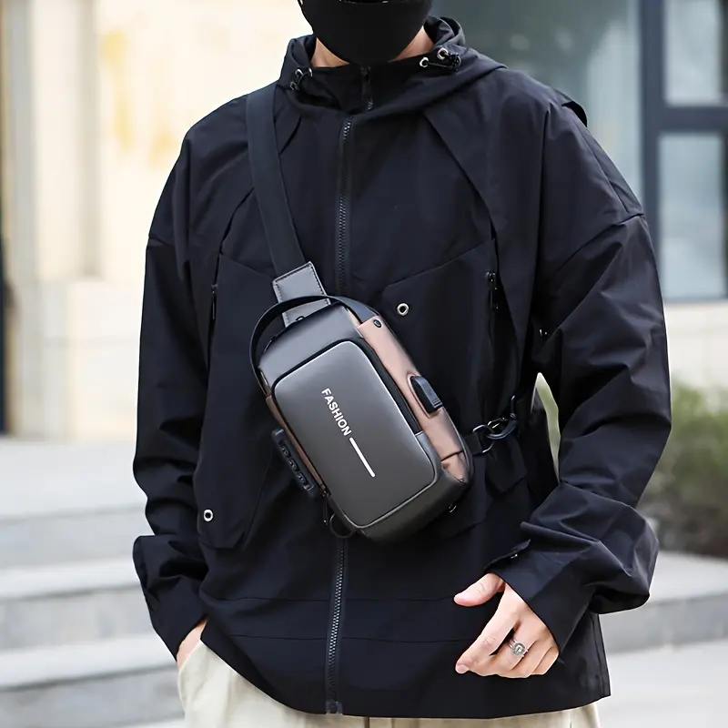 HGS    Men's Stylish Sling Bag – Durable Oxford Fabric Crossbody Chest Pack with Phone Pocket and Zip Closure 5