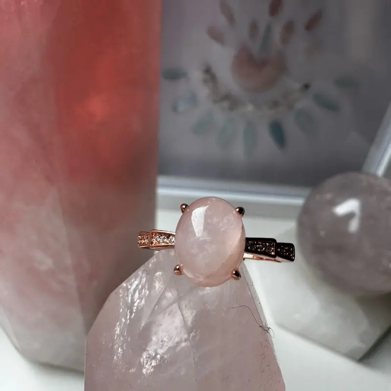 Rose Quartz Copper Ring 1