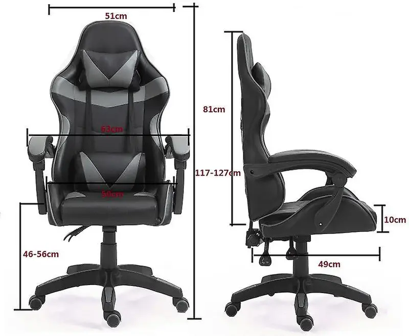 Swivel Gaming Chair Faux Leather A GREYComfortable gaming chair: Equipped with removable headrest pillow and lumbar cushion 4