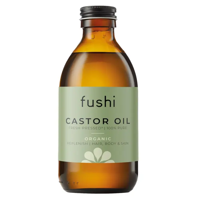 Fushi Organic Castor Oil 250ml Glass Bottle 100% Pure Cold & Fresh-Pressed For Dry Skin & Hair Growth, Eyelashes & Eyebrows Hexane Free Natural Food-grade Sustainably Sourced