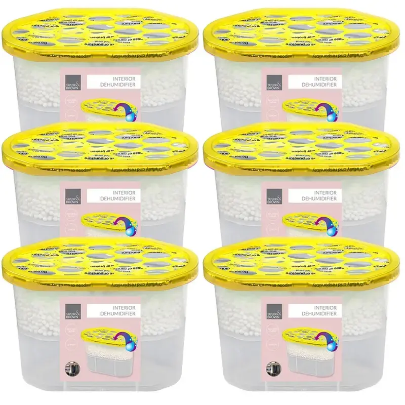 Interior Dehumidifier | Helps Prevent Damp, Mildew, Mould and Condensation | Long Lasting | Hydrophilic Crystals | Ideal for Any Room Kitchen Pack | Pack of 6