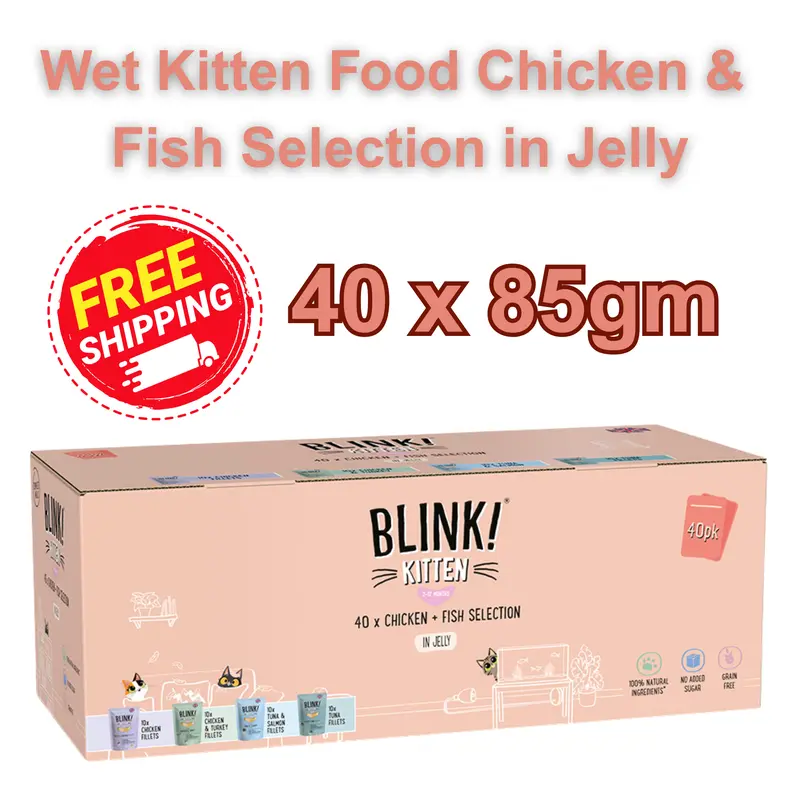 40 x 85g Blink Premium Wet Kitten Food Chicken & Fish Selection in Jelly 0